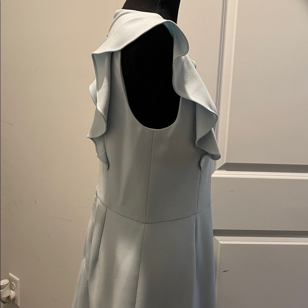 French Connection Whisper Ruffled V-Neck Mini Dress Size 10 Light Blue Wedding - Picture 5 of 13